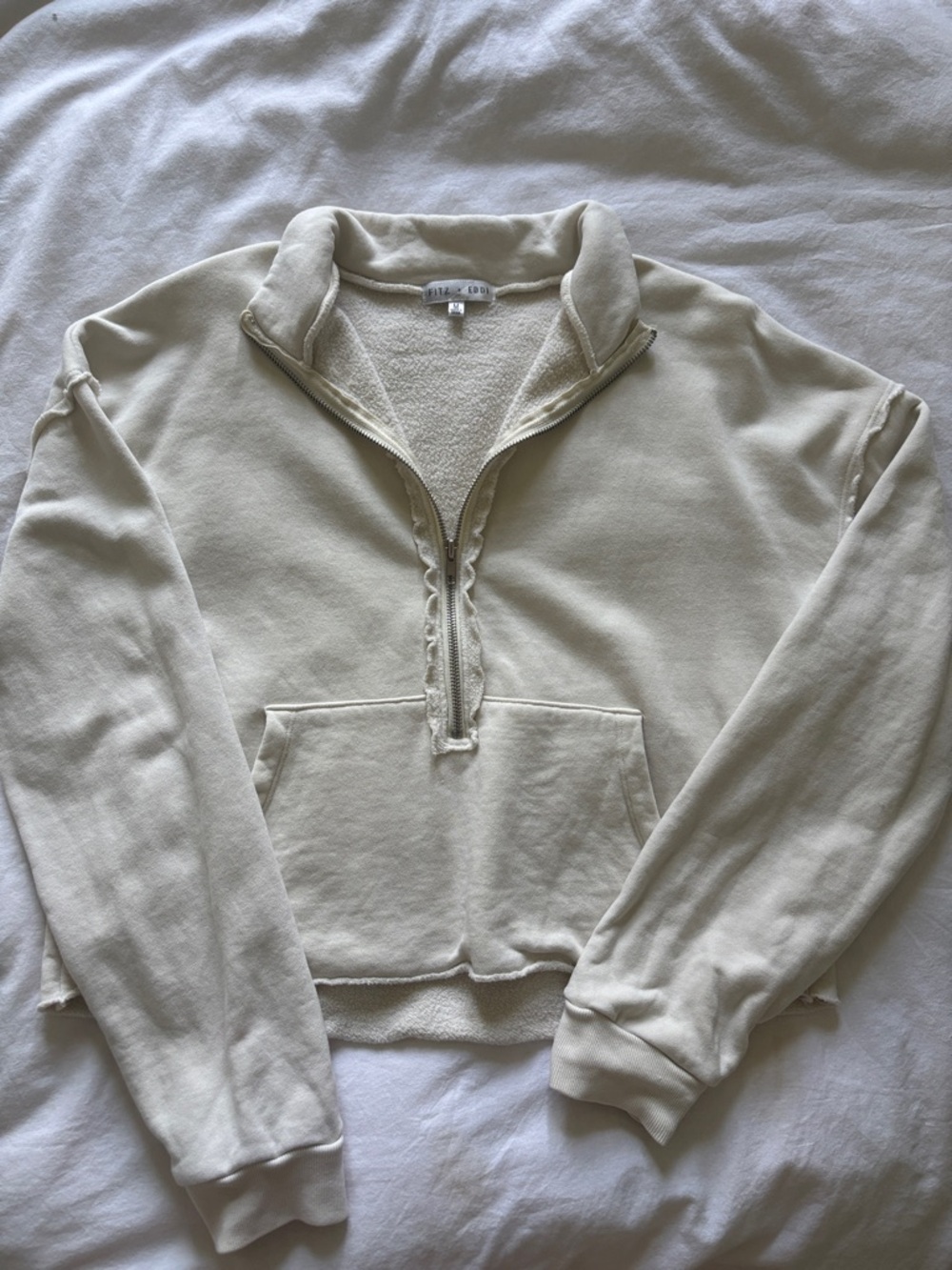 Fitz & Eddi Cream Cropped Quarter-Zip